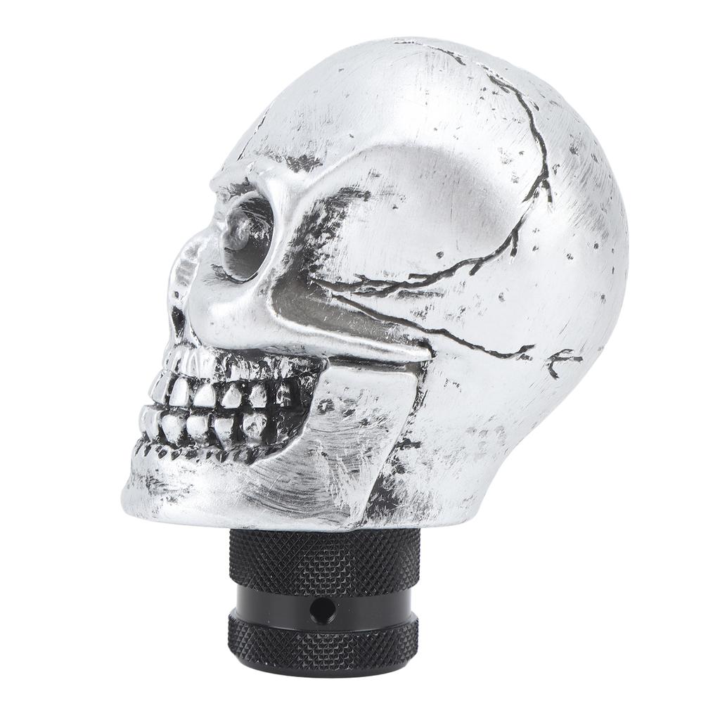 Skull Gear Shift Head Resin Shifter Knob Car Transmission Shifting Stick Handle for Most Manual Vehicles Silver