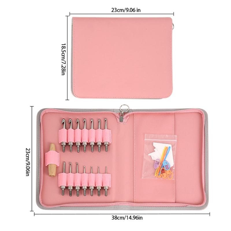 Stainless Steel Crochet Hook with 14 Interchangeable Tip Ergonomic Wooden Handle Crochet Hook Needle For Knitting Craft