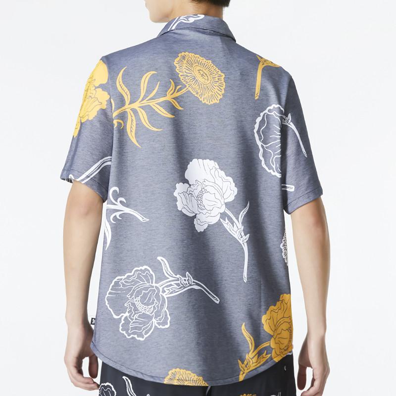 Nike SB Floral Print Casual Short Sleeve Shirt Men Tops Blue DM0170-010
