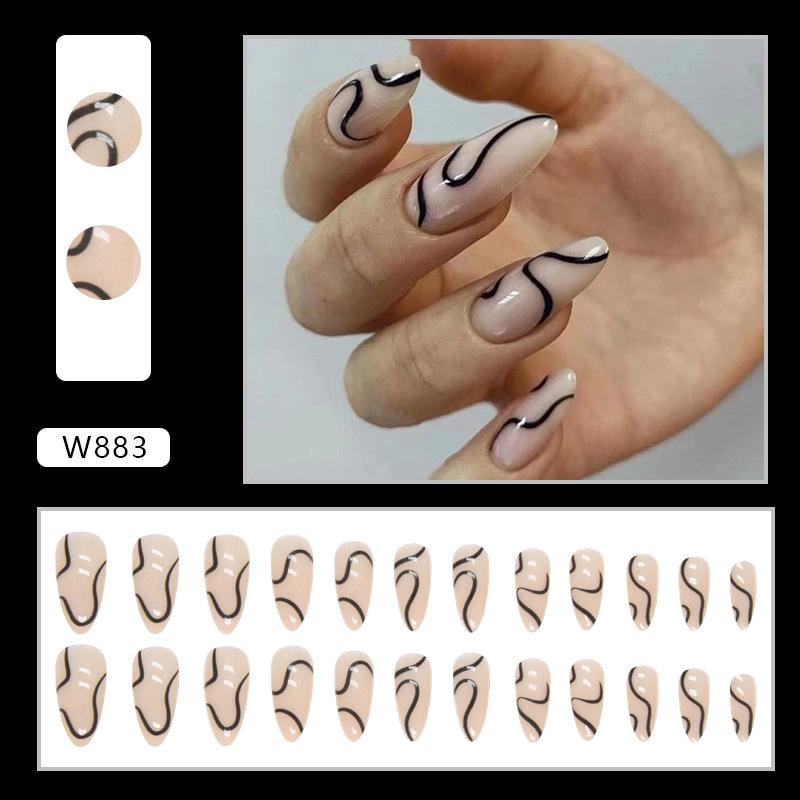 Retro And Elegant Spring And Summer Flower Manicure Fashion European And American Style Almond A Square Nail Piece Finished Product Mixed Batch