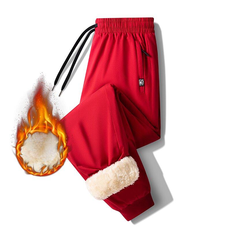 Autumn and Winter New Fashion Plus Fleece Thick Thermal Pants Men's Casual Loose Sports Plus Size Pants