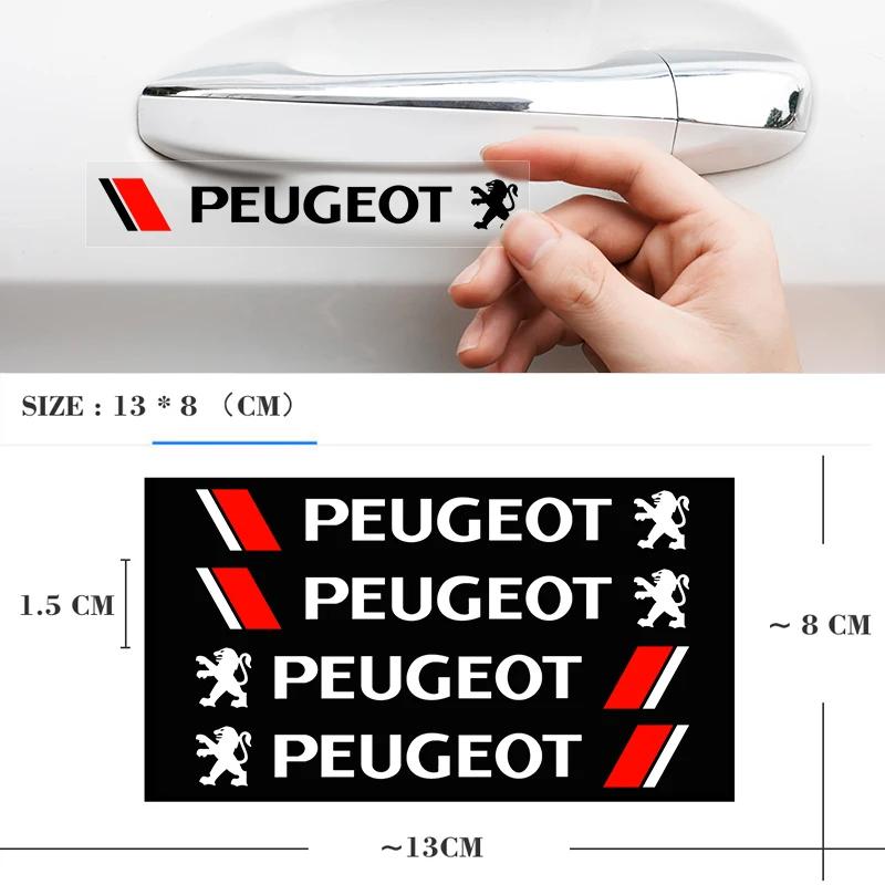 Autocollant de Voiture 4pcs Style de Voiture Poignée de Porte Autocollants Réfléchissants Décoration Vinyle Pour Peugeot 206 207 307 3008 2008 308 407 408 508