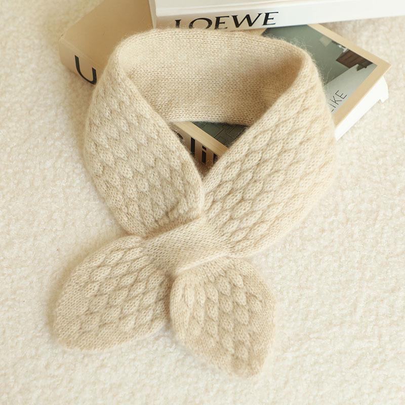 100% Pure Cashmere Cable Knit Scarf for All Ages - Autumn/Winter Style бежевый