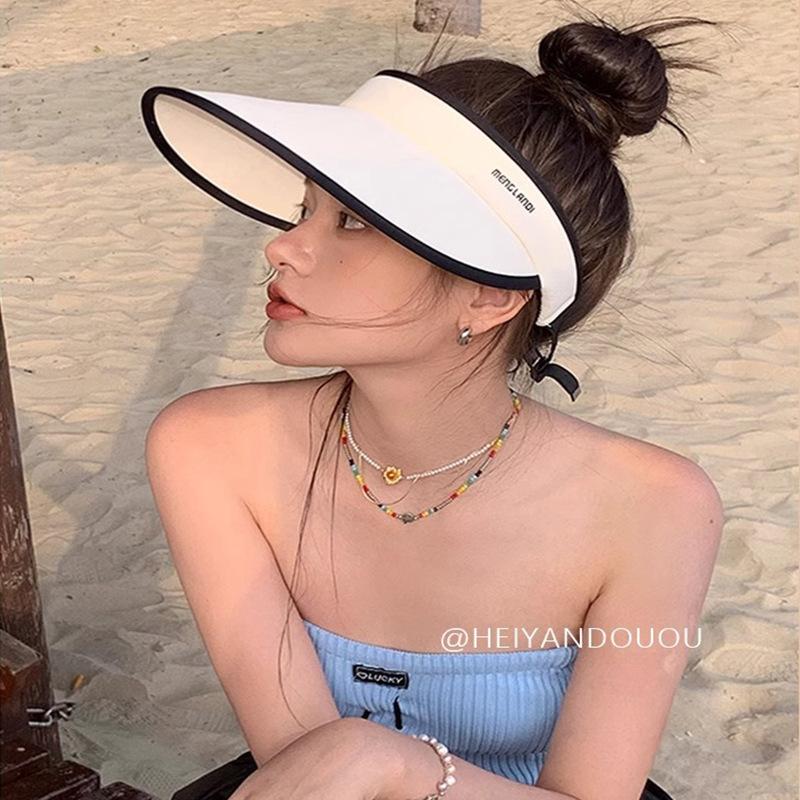 Upf50 Sun Hat Women'S Sun Protection Large Brim Sun Hat Empty Top Summer Cool Hat Uv Protection Face Protection
