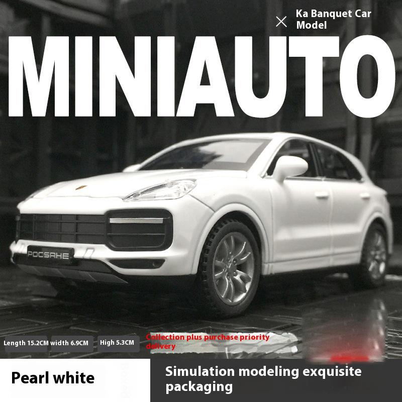 Skala 1/32 Porsche Cayenne Turbo Samochód Stopowy Model Odlewany Model Symulacyjny Ornament Dźwięk Światło Odciągany Zabawka Kolekcjonerski Model Hobbystyczny Prezent