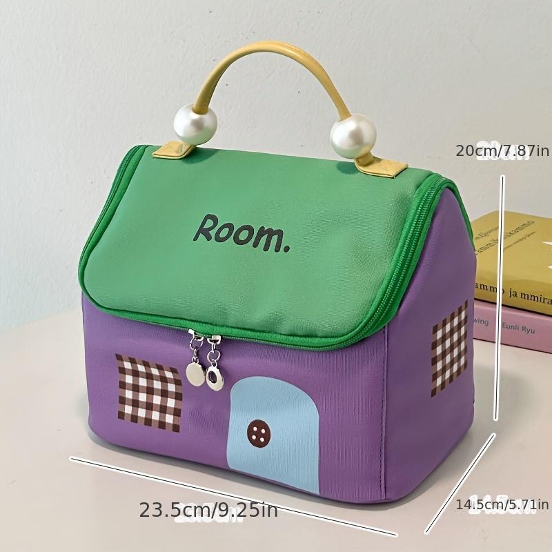 1pc Dopamine color Cute House Shape Makeup bag Large capacity Portable Makeup storage bag Cartoon makeup handbag