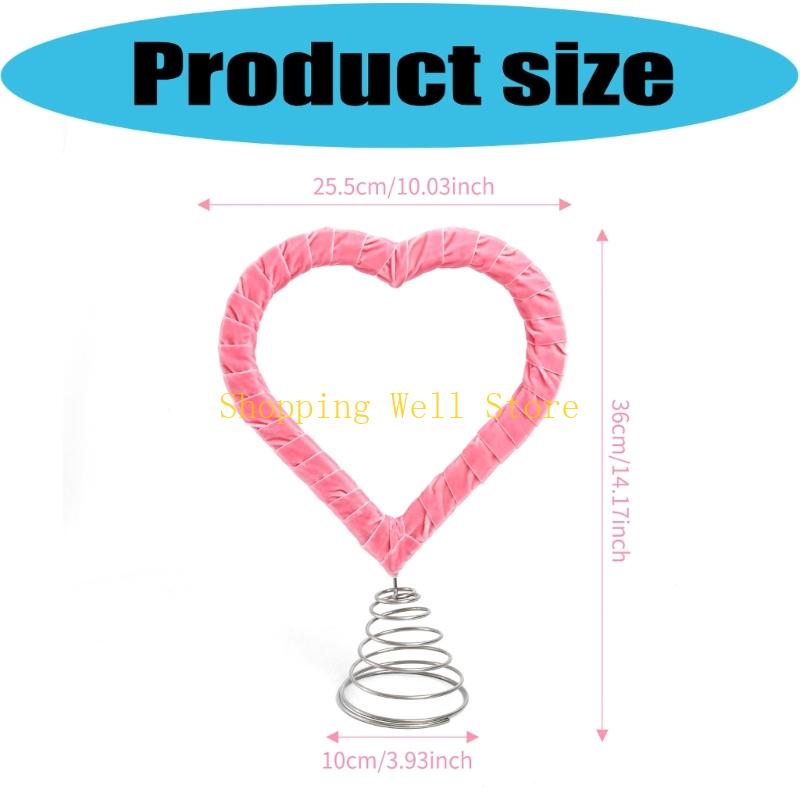 KX4B Love Heart Tree Top Decoration with Metal Spring Base for Christmas Valentine's Day Wedding Festival Celebration