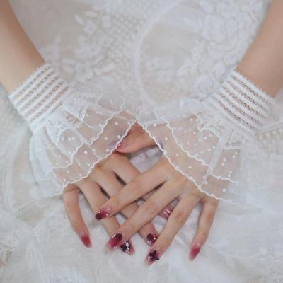 1 Çift Manikür Fotoğraf Dalga Noktası File Dantel Dekoratif Manşet Kol Tırnak Gösteren Kol Fotoğraf Arka Planı Aksesuar Kendin Yap