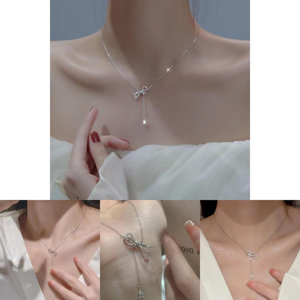 Korean Style Butterfly Bow Sweater Chain With Unique Asymmetrical Design Ideal Gift For Girlfriend