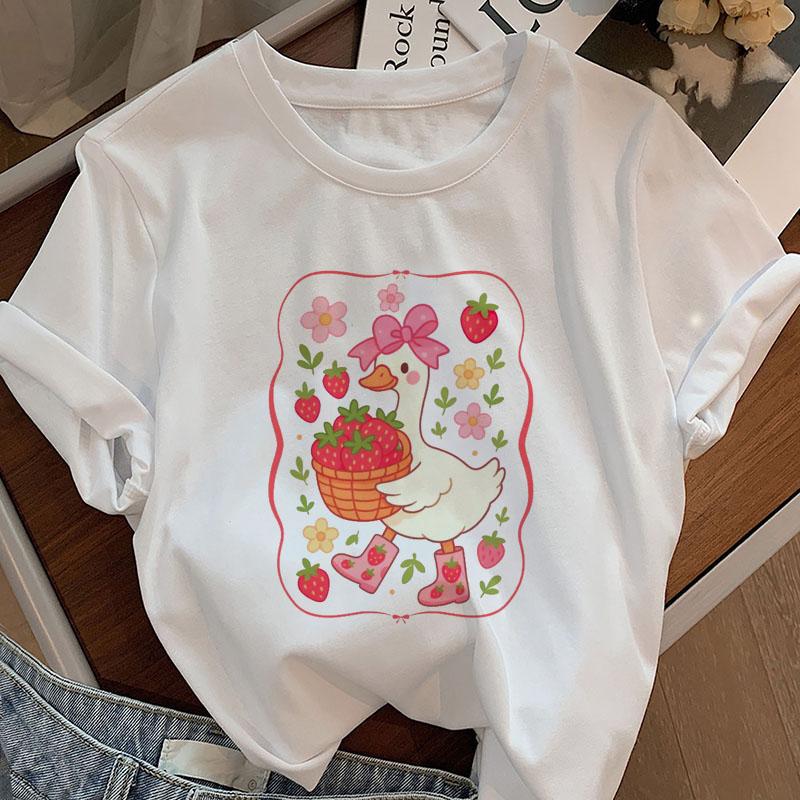 Funny Cottage Goose Gardening T Shirt Summer Spring TShirts Short Sleeve Tshirt Casual Round Neck Printed Clothes
