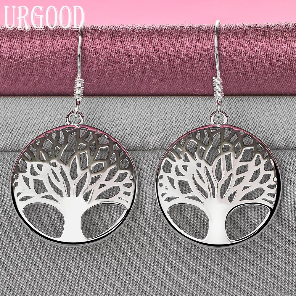 Cercei pandantiv arbore rotund din argint sterling 925 bijuterii de nuntă