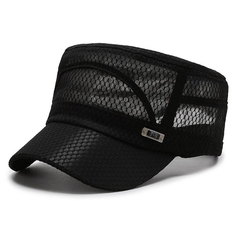 Solid Color Breathable Flat Top Men Adjustable Baseball Cap Spring Summer Sun Protection Dad Hat Trucker Cap Men