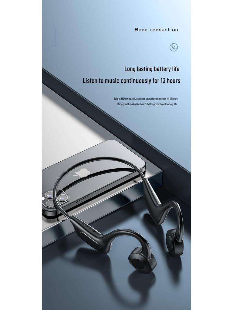 New Wireless Bone Conduction Bluetooth Headphones: In-Ear, Over-Ear Sports Style with Long Standby