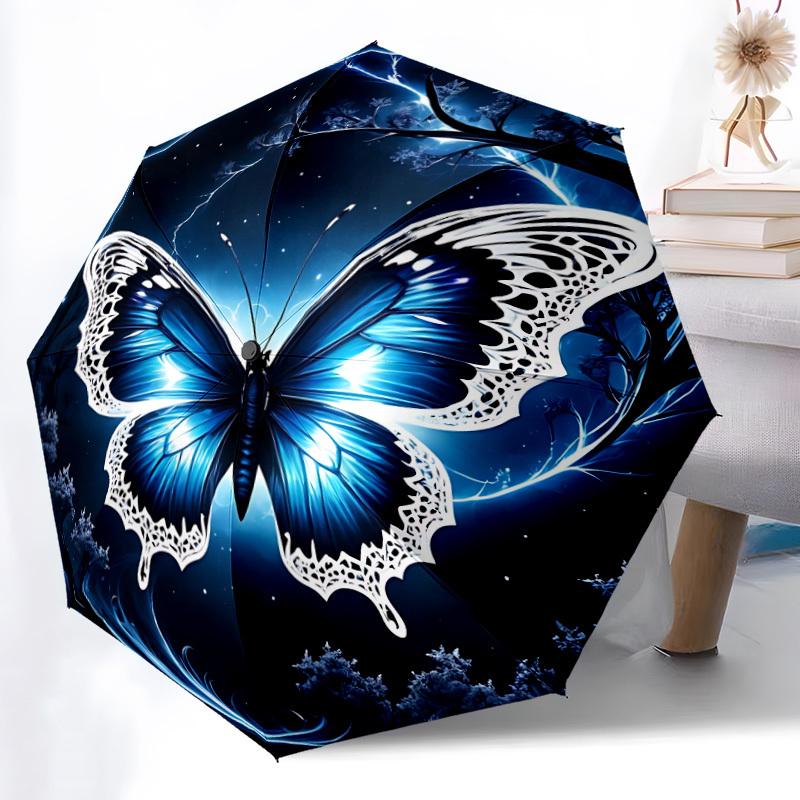

1pc Butterfly Night Scene Automatic Open/Close Umbrella - Compact Travel Umbrella, Durable Construction, Fashionconscious yy251208122