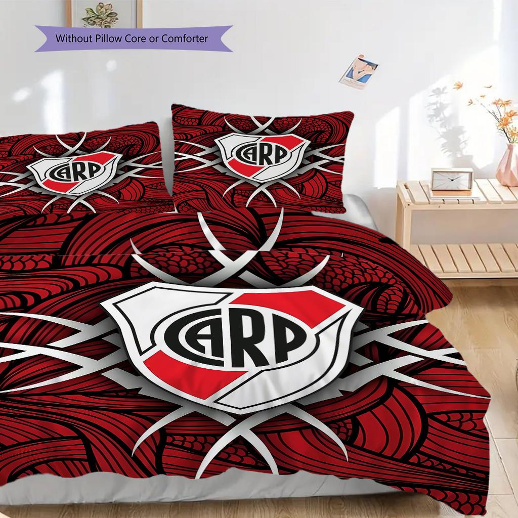 River Plate logo Pattern Bedding Quilt Set Quilt Cover Pillowcase Home Decoration Birthday Gift (1 * duvet cover + 2 * pillowcase, without core)
