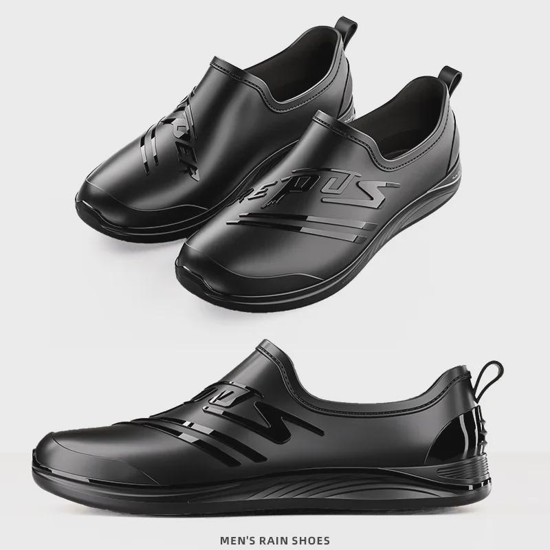 Men's Non-Slip PVC Low-Top Water Shoes for Catering, Car Wash, and Kitchen.