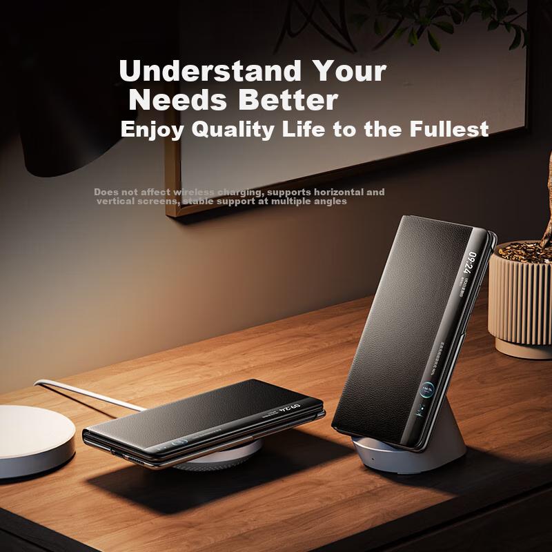 Leather Rotating Stand Phone Case for Huawei Mate X6, X6 Collector's Edition, Full Leather Protection, Shockproof, Ultra-Thin, Transparent