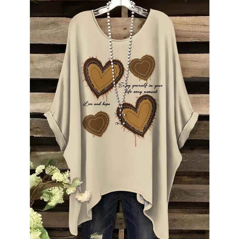 Printing fashionable new round neck large size gradient heart-painting pattern printing