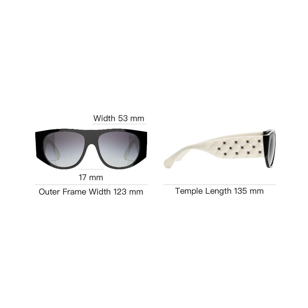 Chanel Rechteckig Acetat Grau Verlauf Unregelmäßig Sonnenbrille Damen Sonnenbrille A71465-X01081-S6561