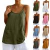 Dámské barevné bavlněné a lněné tílko Volné bez rukávů Univerzální základní top