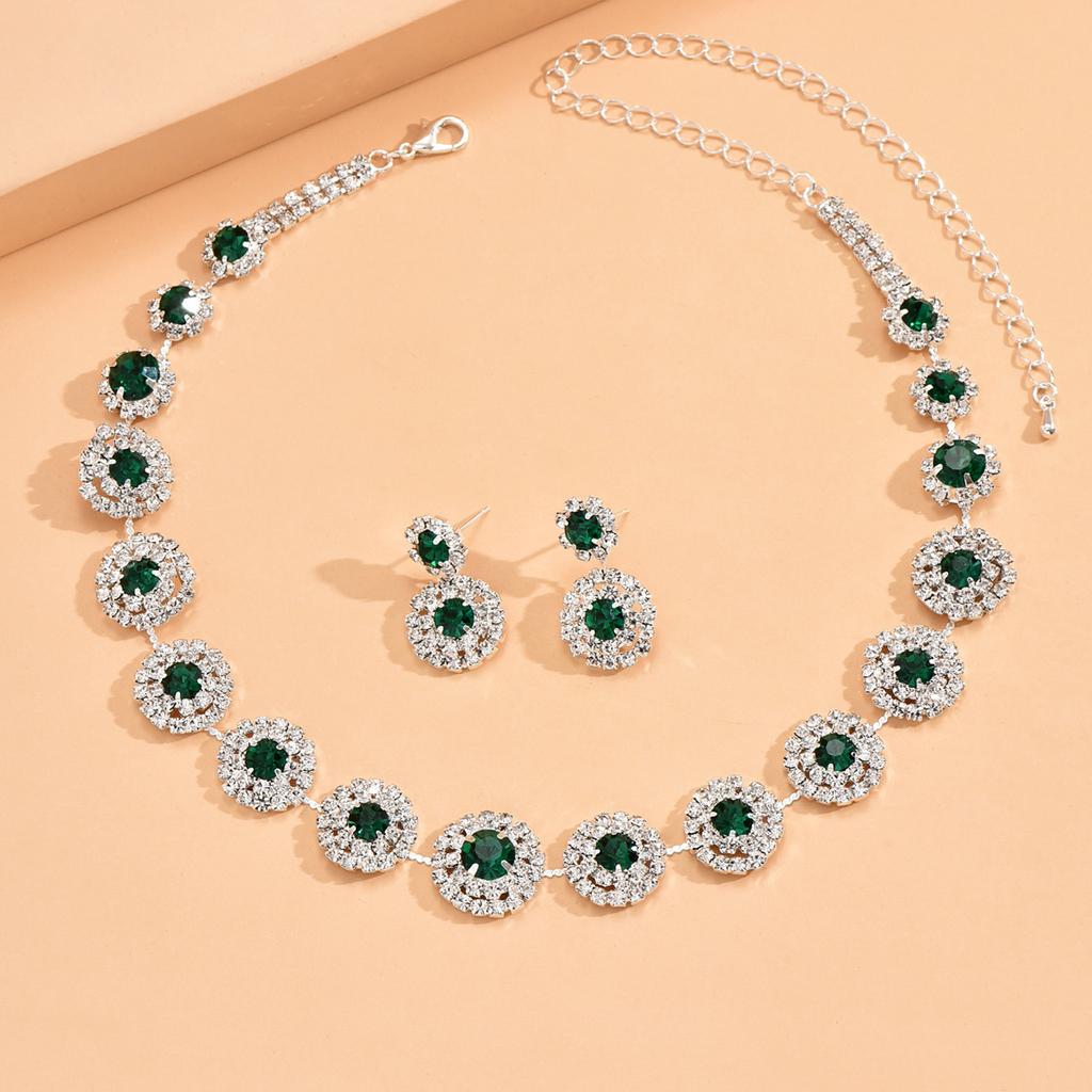 BLINGBAY Women's Jewelry Set Cute Rounded Romantic Wedding Bridal Accessories Rhinestones Elegant Bracelet Necklace Set Women's Modern Jewelry Gift