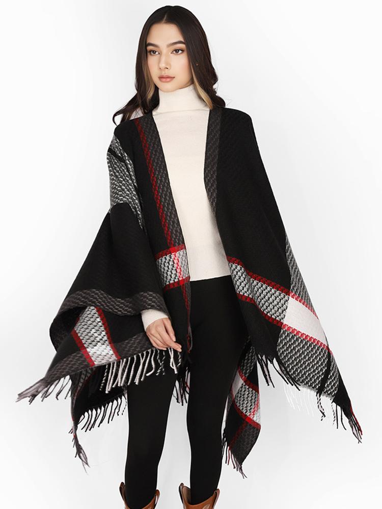 Winter Women Men Scarf Layers Poncho Elegant Retro Striped Tassel Wrap Shawl Lady Male Scarve Capa Para Mujer Pashmina Cloak New