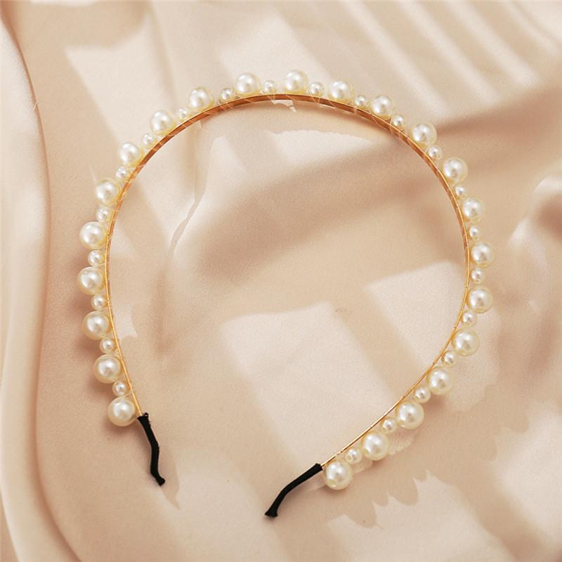 Modyle Fashion Full Pearl Hairbands Elastic Flower Women Hair Hoop Bands Headband Bezel Girls Hair Accessories Headdress