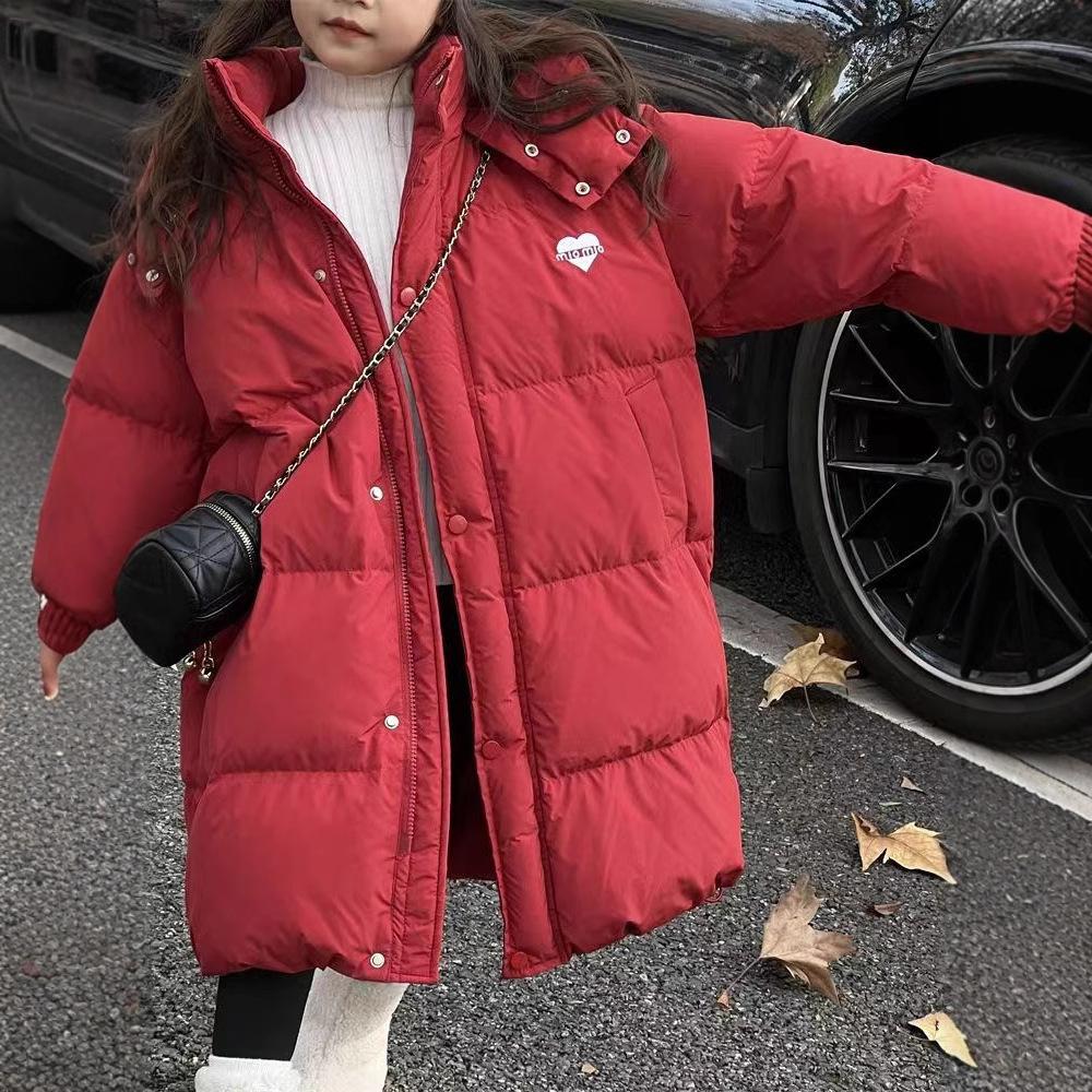 Winter Warm Girls Extra Long Cotton Lined Hooded Zipper Puff Jackets School Kids Thick Coats Children Outfits Windbreaker 5-16Yr
