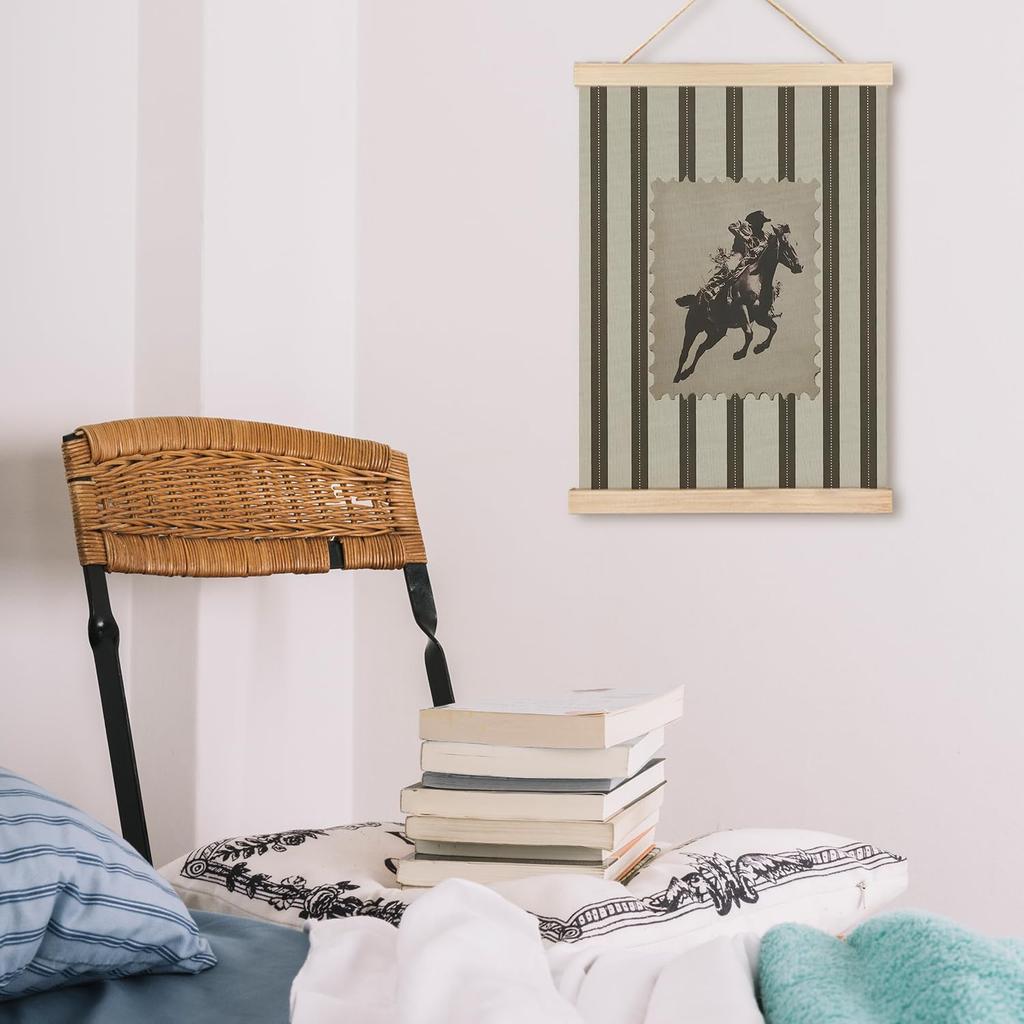 LZYRF Vintage Western Cowboy Wall Art Poster Framed, Western Room Decor, Rustic Country Wild West Horse Rodeo Cowboy Canvas Prints Wall Decor for