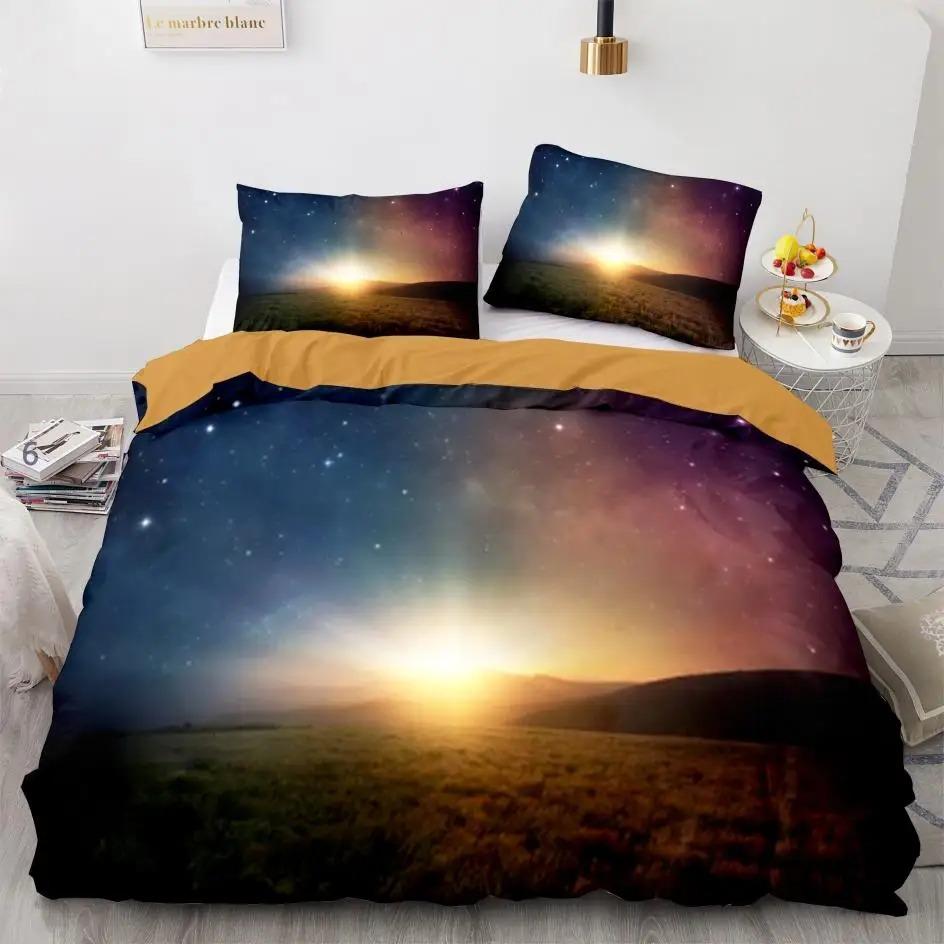 Starry Sky Duvet Cover Twin Size Universe Decor Twin Bedding Set Microfiber Outer Space Theme Milky Way Galaxy Comforter Cover