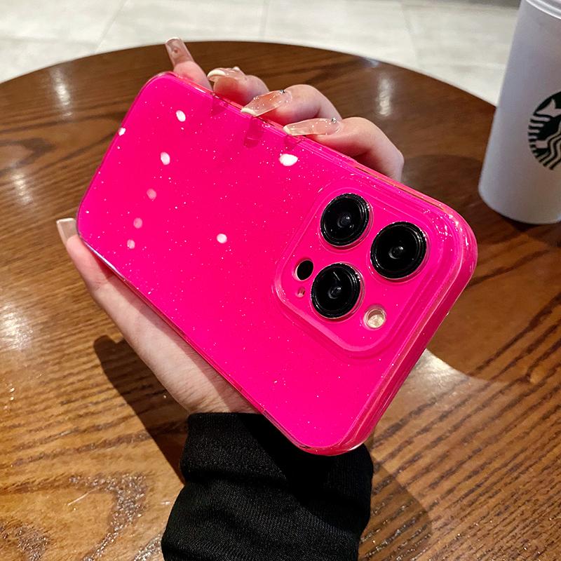 Coque Souple Néon Pailletée de Luxe Pour iPhone 17 16E 14 13Mini 12 11 Pro Max 15 17air Silicone Housse antichoc
