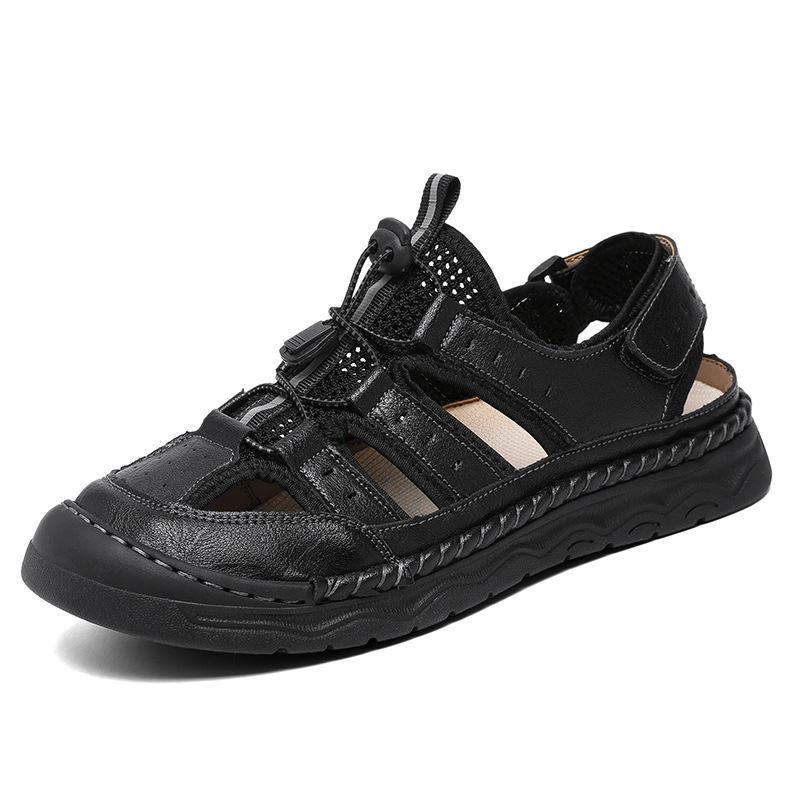 Sandals Men's Large Size Shoes Summer + Mesh, Stitched Shoes Men's Casual Breathable Men's Shoes