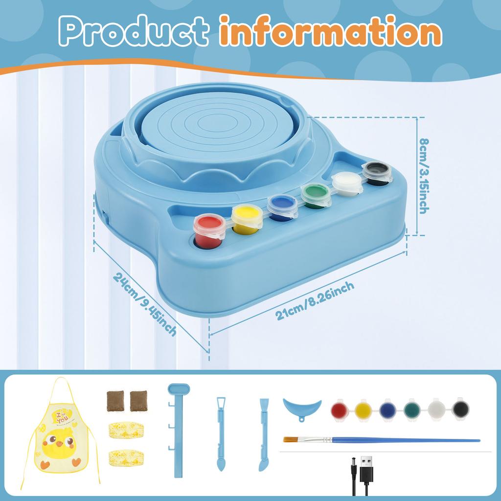 Electric Pottery Wheel Machine Manual Handle & Foot Pedal for School Ceramic Clay Working Forming DIY Art Craft Kid Toys