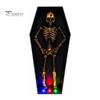 Colorful LED Halloween Light Dancing Skeleton in Casket, Up Musical Toy with Lights, Spooky Animated Decor, Party Haunted House Props Retro Ornament