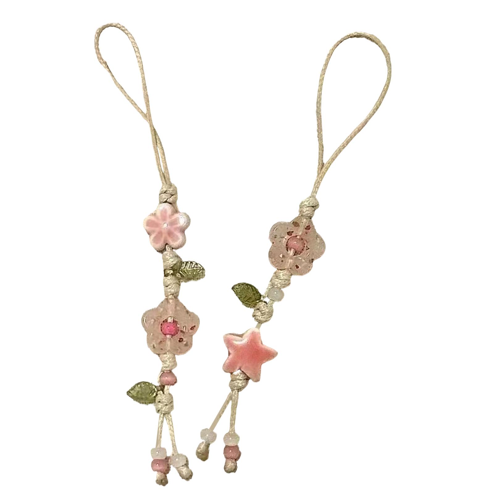 

Ceramic Star Flower Mobile Chain Phone Lanyard Bag Accessories Mobile Ornament Present for Youthful Trendsetters