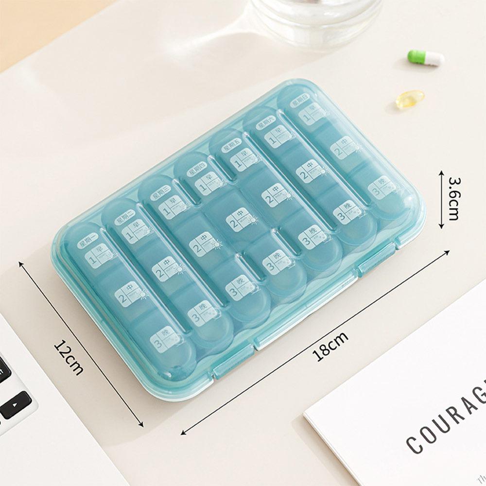 Creative 21 Grids Weekly Pill Box Moisture-Proof Sealed Pill Organizer with Lid Large Capacity Pill Dispenser for Home&Travel