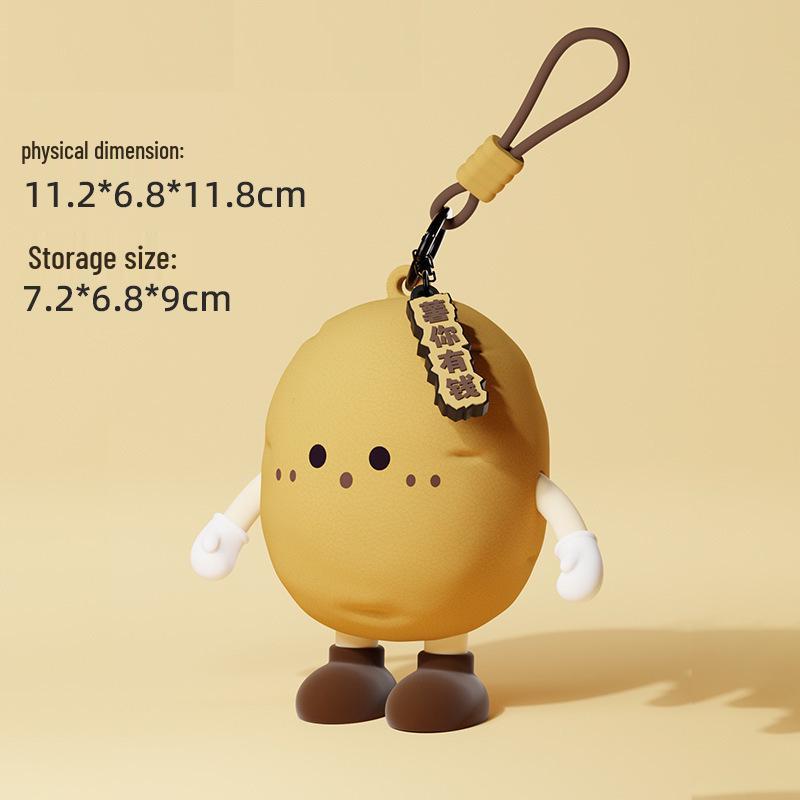 Q Version Cartoon Vegetable Silicone Keychain Earphone Coin Mini Bag Pendant for Kids