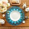 4-Piece European Vintage Blue and Gold Placemat Set Banquet Table Decor Accessories Holiday Gathering Restaurant Decor