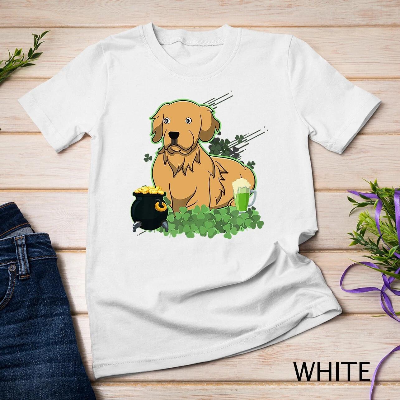 St Patricks Day Golden Retriever Dog T-Shirt Unisex T-shirt 1 M