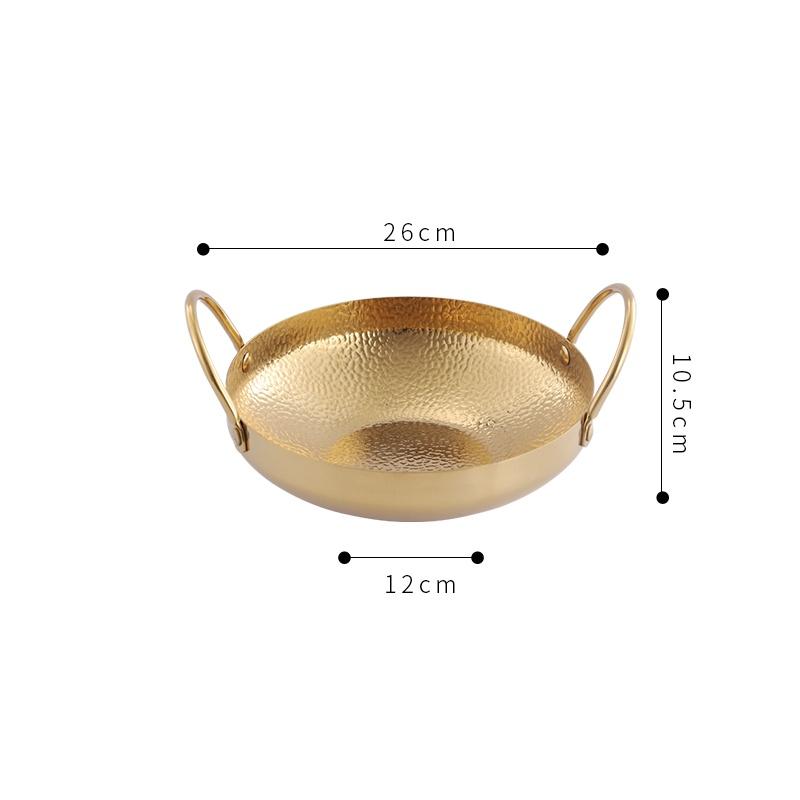 Deep Stainless Steel Golden Gold Dry Bar Small Pot Household Small Hot Pot Alcohol Stove Upmarket Chafing Dish Stripe Hotpot