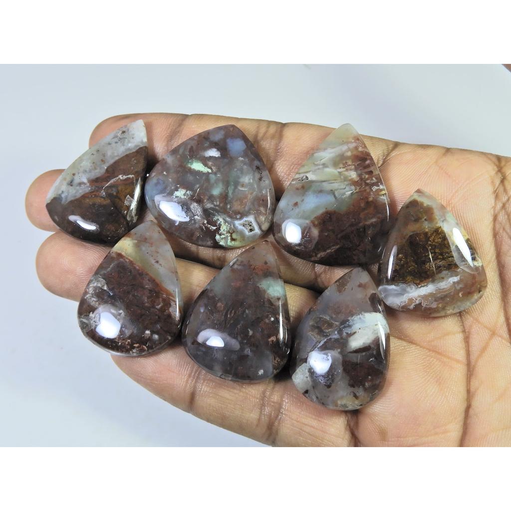 255Cts. Natural Chrysoprase Pear Shape Cabachon Loose Gemstone 07 Pcs Lot C-2563