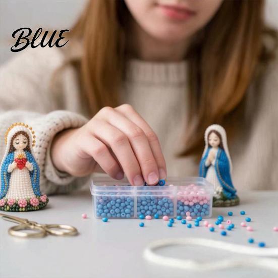Christian Beading Kit DIY Kit 3D Beaded Jesus Virgin Mary Figurines Craft Easter Gift Set Religious Figure Bead Art for Adults Gifts Spiritual
