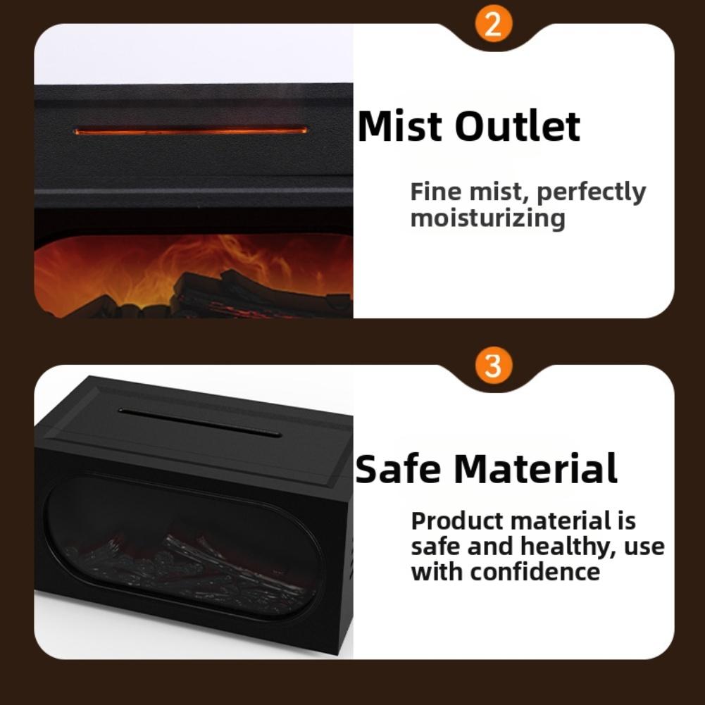 Fireplace Aroma Diffuser with Humidifier 7 Color LED Light Mode and 140ml Capacity for Calm and Comfortable Space