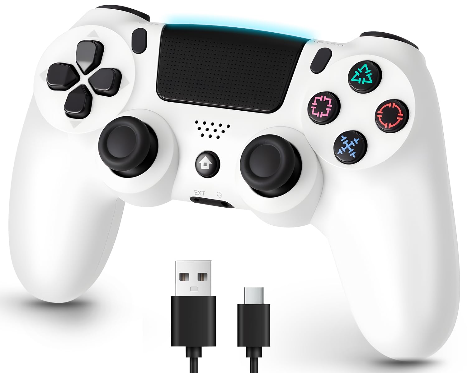 

PS4 Controller Updated PS4 Controller PC Turbo Fire Gyro Dual Bluetooth Stable 1000mAh Fast 16 Hours of Continuous Ergonomic Comfortable Earphone білий