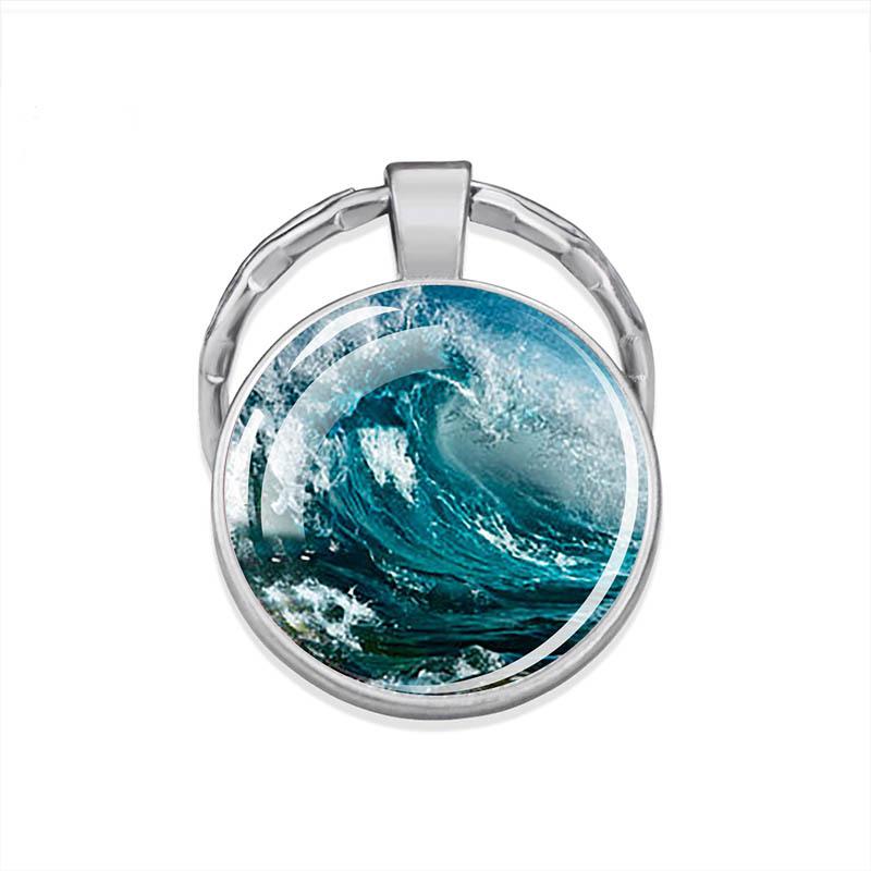 Turtle and Marine Animals Keychain Pendant: Dolphin, Starfish, Seashell Glass & Metal Accessories for Student Backpacks