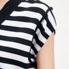 JOY SPEAKER Women's V-Neck Striped Short Sleeve Knitted Top