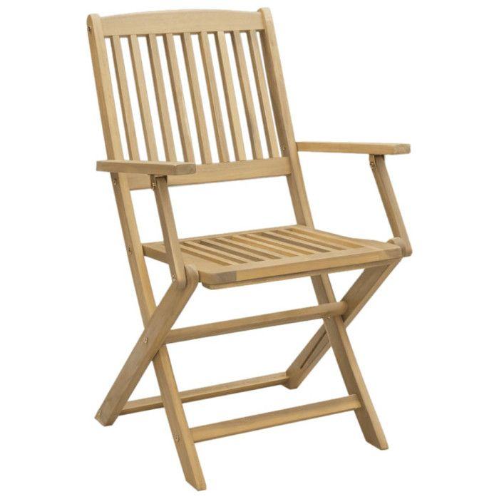 VidaXL Lot de 2 Chaises Pliables de Jardin, Sièges avec Dossier, Meubles de Patio Terrasse Extérieur, Moderne, Bois Massif 365741