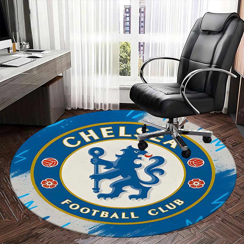 Chelsea Football Club Logo Lion Crest Emblem Chair mat Round Rug-Office carpet, Machine Washable, Non-slip, Suitable for Living Rooms, Bedrooms