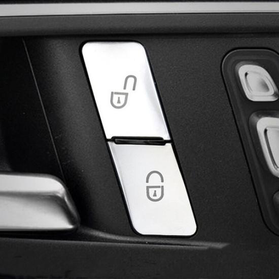 Matte Silver ABS Car Inner Door Lock Button Decorative Sticker For Benz E 10 11