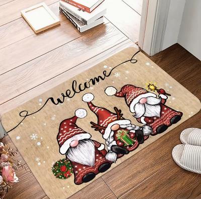 1 Feiertags-Weihnachtsmann-Gnom Willkommensfußmatte mit Schneeflocken- und Geschenkdesign für Innendekorationsteppich